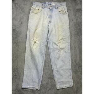 Vintage Levis 570 Jeans Mens 32x30 Stone Baggy Fit Wide Student Faded Distressed